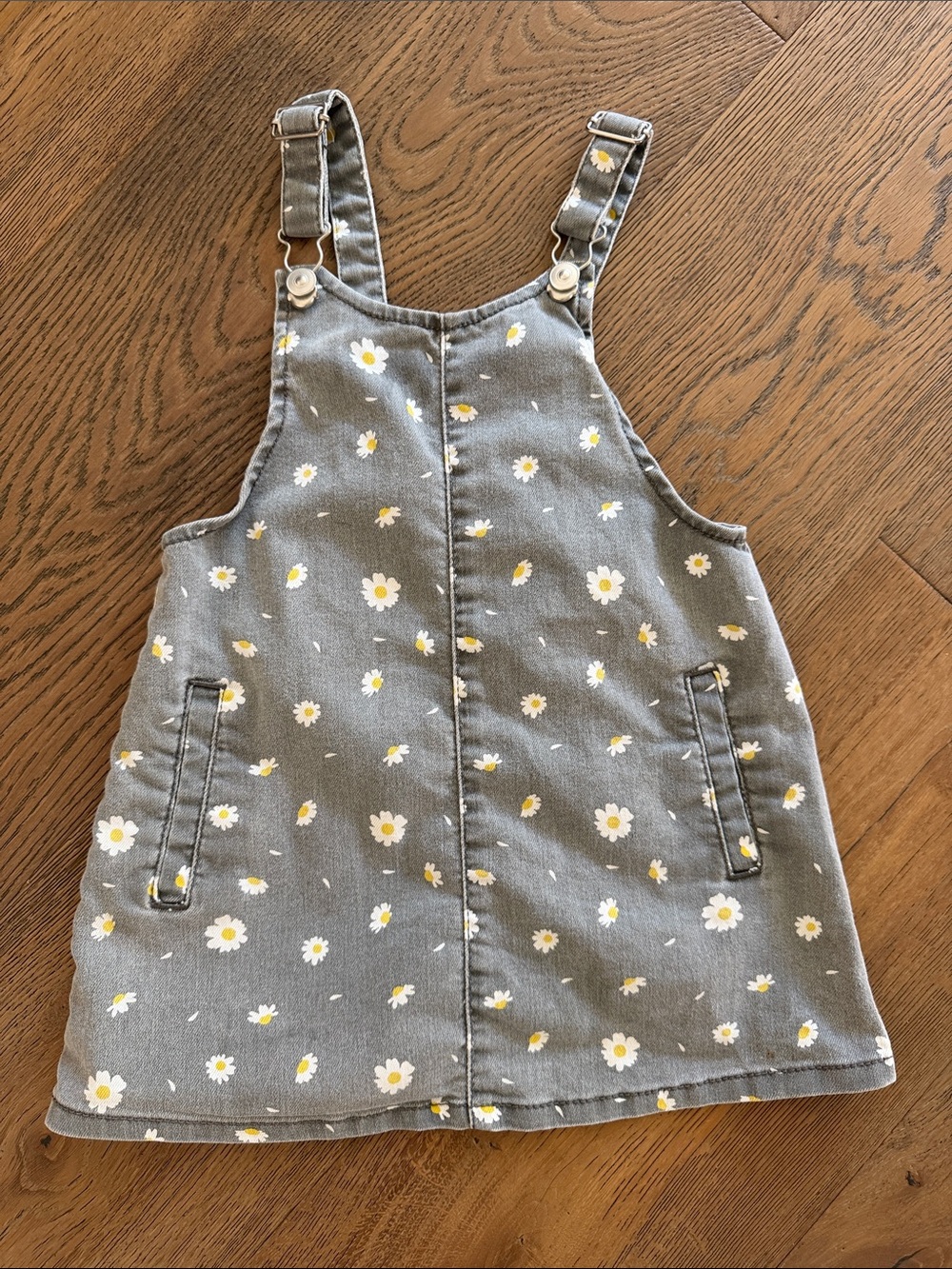 wonder nation Gray Daisy Pinafore Dress with Yellow Centers
